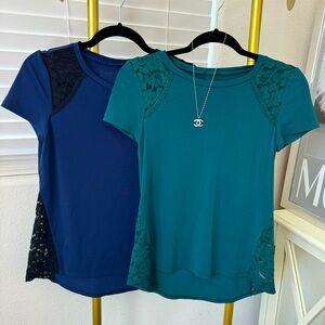 Express scoop neck shirts with lace detail. Size small.  Set of 2